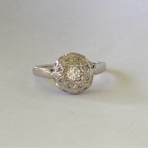 Antique 14k White Gold Diamond Engagement Ring